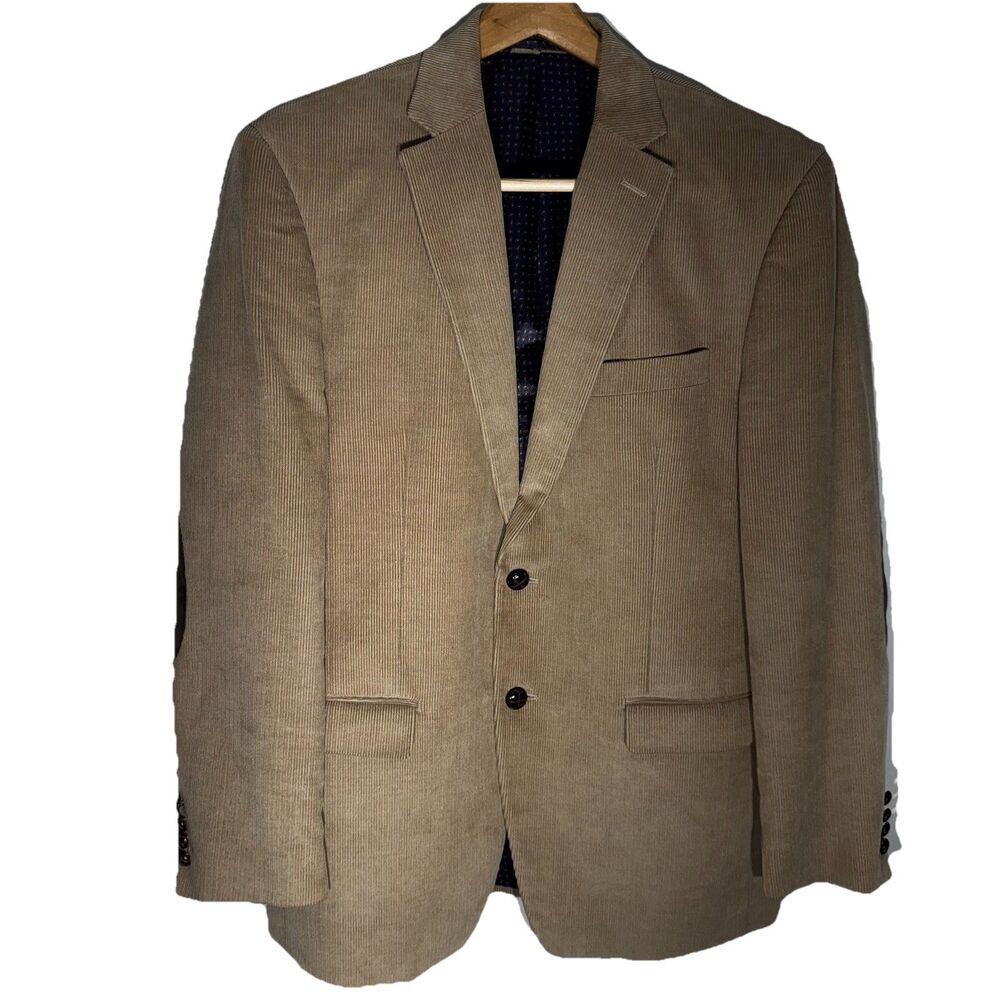 * Chaps Ralph Lauren Corduroy Blazer Men 40R Tan Sport Coat Elbow Patches